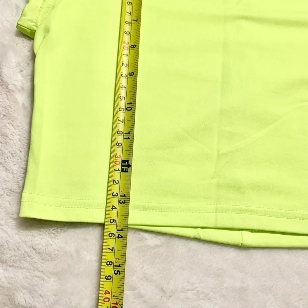 NEW 2-Pce Set Small Neon Yellow Bike Shorts & Short-Sleeve Top Back Zip Stretch